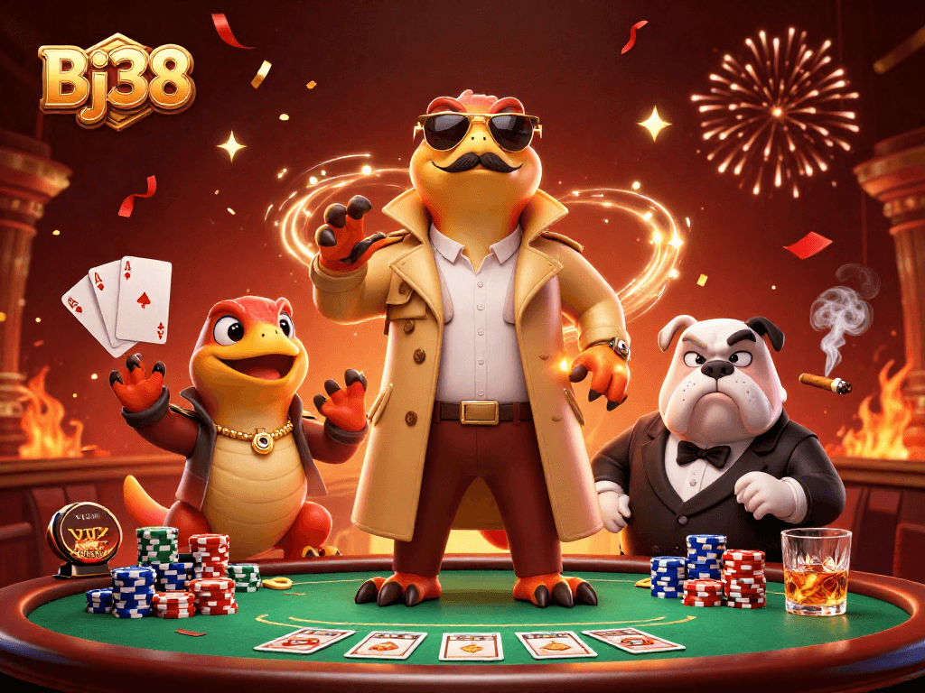 Bj38 raptors in a trench coat try to enter a VIP casino while bouncer bulldog watches.
