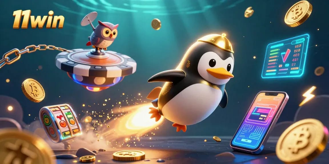 Explore winning opportunities with 11win in a dynamic casino-themed 3D illustration.