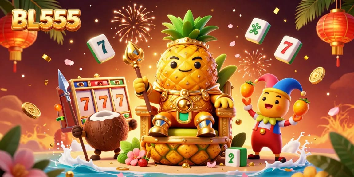 Experience thrilling gameplay at BL555 with a vibrant beach casino scene packed with colorful gambling elements.