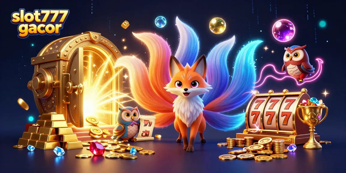 Experience thrilling wins with slot777 gacor as a nine-tailed fox and owl share in vibrant casino treasures.