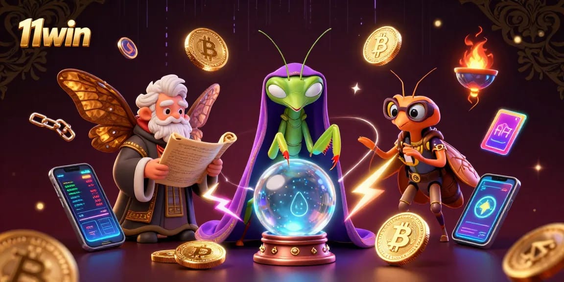 Engage with 11win’s mystical gaming universe featuring fortune tellers and glowing cryptocurrencies.