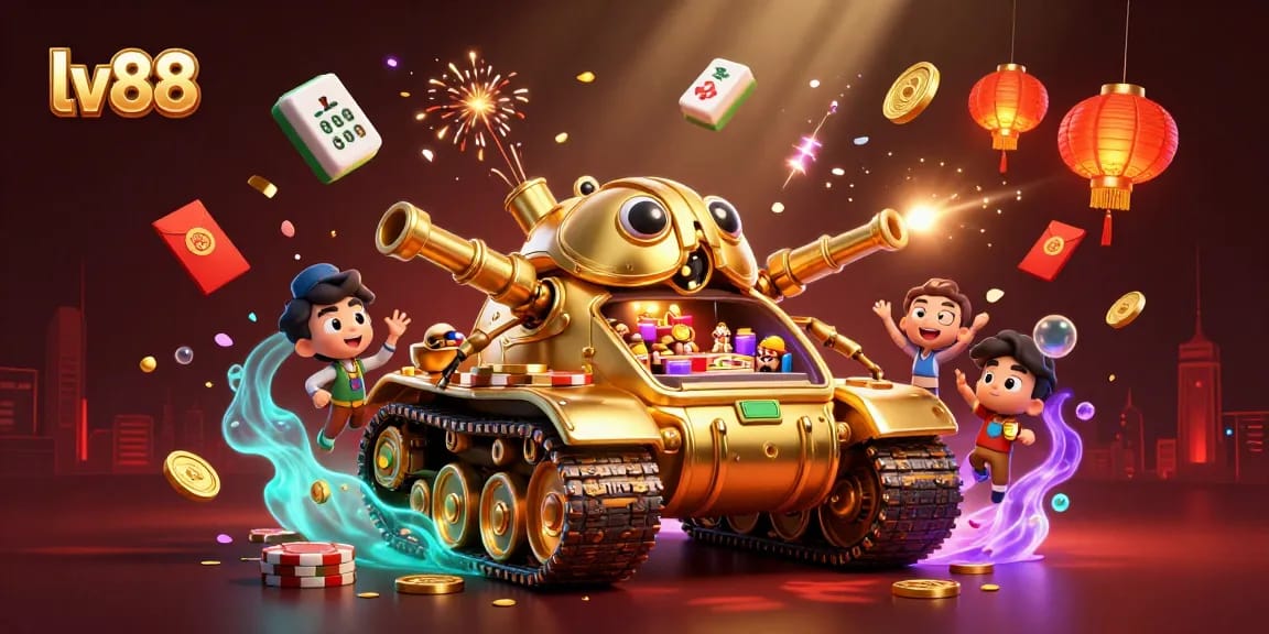 Experience thrilling games at lv88, featuring a vibrant 3D casino tank with dynamic elements.