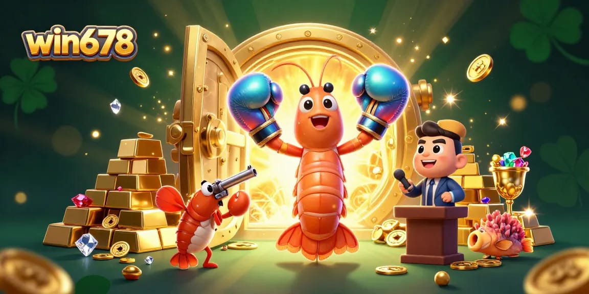 Experience the excitement of win678 with colorful casino characters and treasure elements in a thrilling scene.