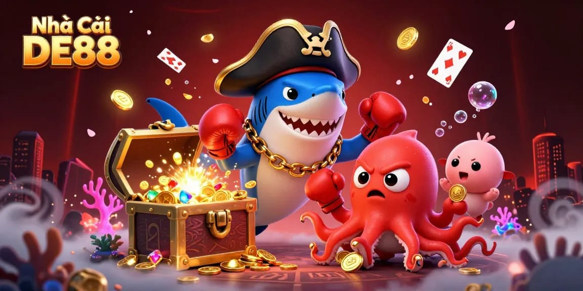 Experience the vibrant action at Nhà Cái DE88 with thrilling underwater treasures and animated characters.
