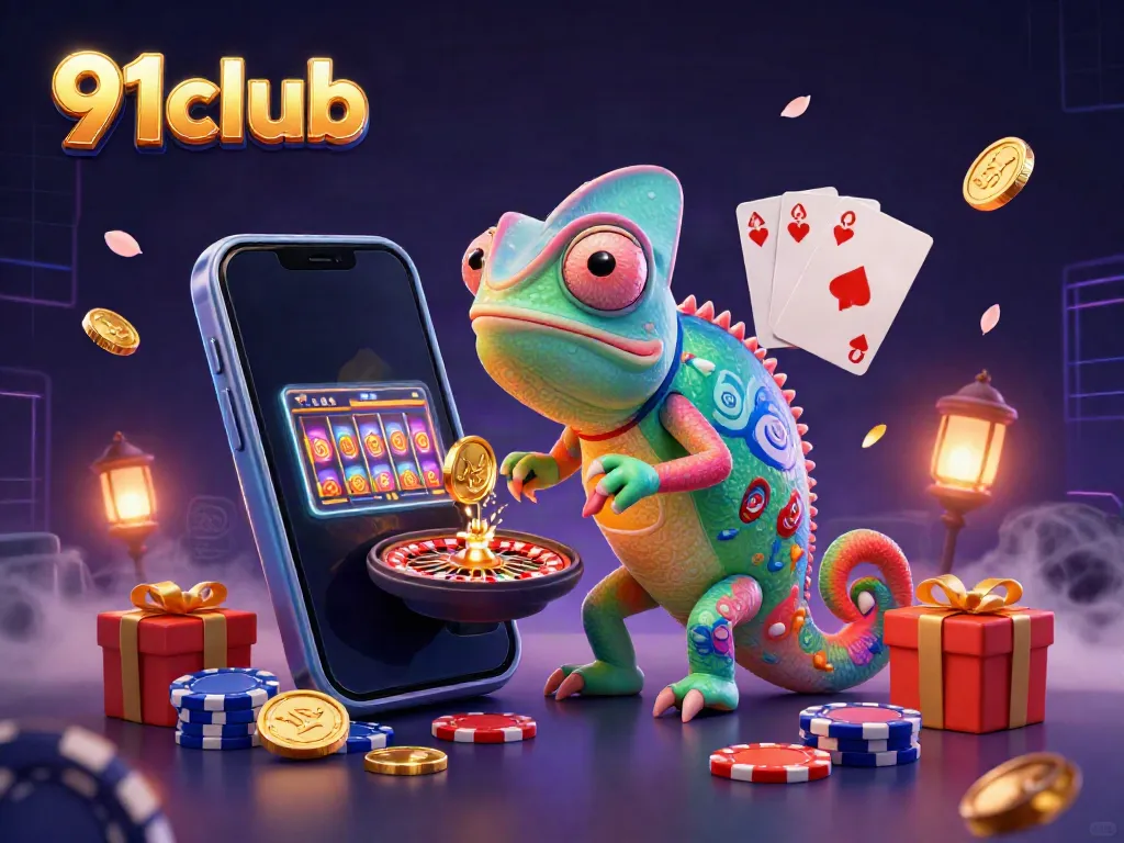 Engage with the 91club casino experience featuring vibrant characters and gaming elements.