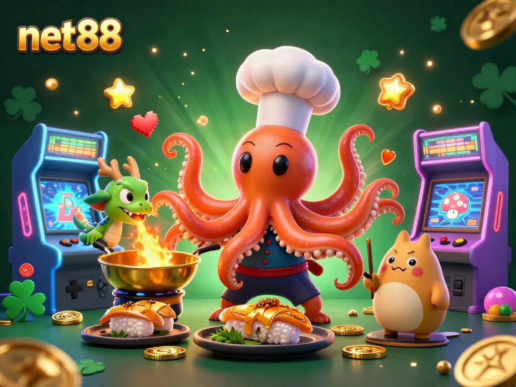 Experience thrilling gameplay at net88 with a vibrant 3D casino scene featuring unique characters and elements.