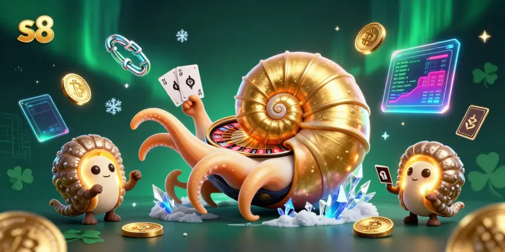 Engage with thrilling s8 casino adventures featuring a giant nautilus and glowing elements.