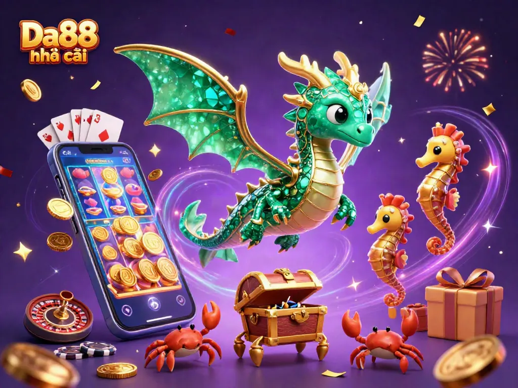 Engage in thrilling gaming adventures with Da88 nhà cái's spectacular sea dragon casino scene.