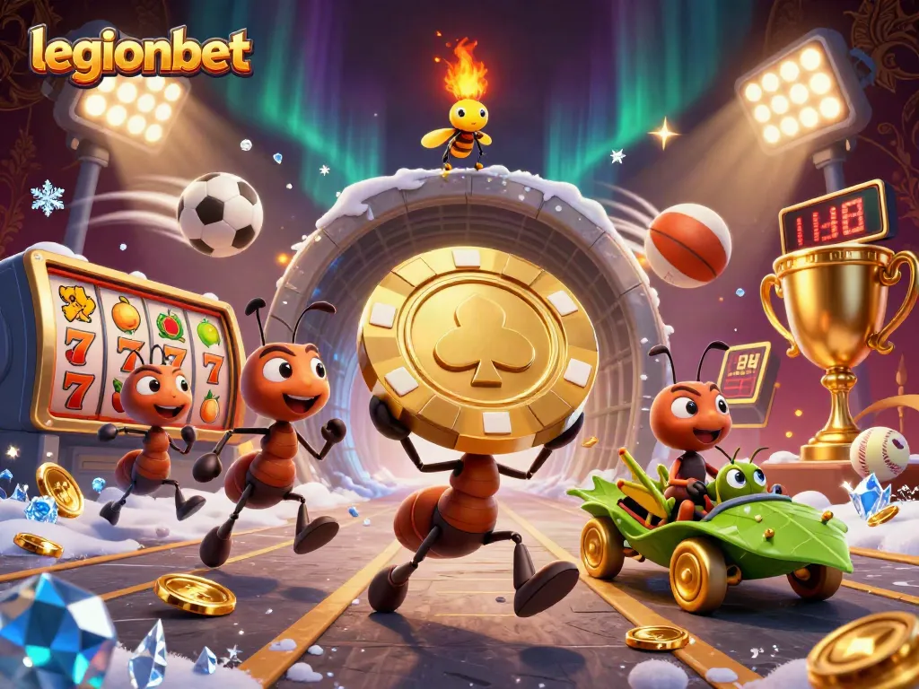 Experience thrilling gameplay at legionbet with a cinematic heist scene including poker chips and vibrant lucky symbols.
