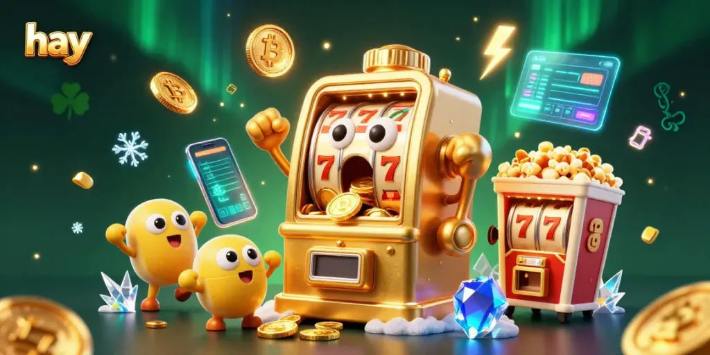 Engage with the exciting world of hay-themed slot machines and jackpots in this vibrant digital illustration.