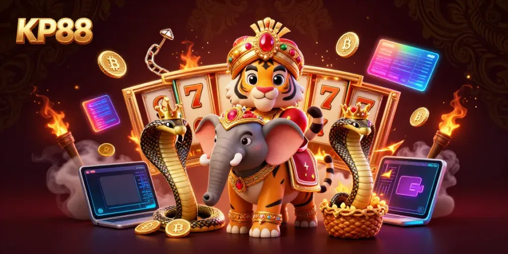 Spin the reels of KP88 for a chance to win massive jackpots in this vibrant casino scene.