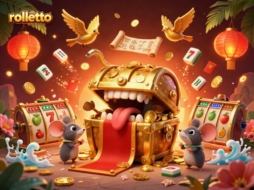 Engage in rolletto and uncover exciting slot treasures with a dynamic and colorful 3D illustration.