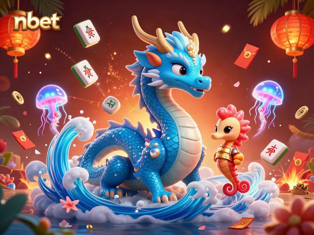 Engage in thrilling nbet games with dynamic illustrations of dragon, knight, and jellyfish all around.