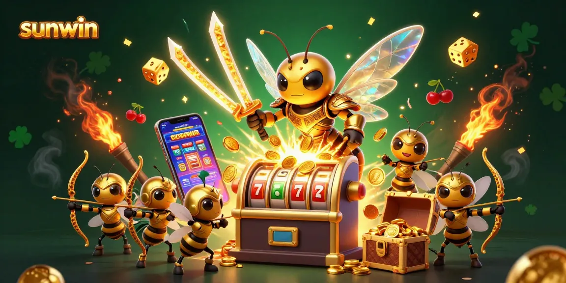 Experience sunwin's thrilling online casino explosion with vibrant characters and jackpot symbols.