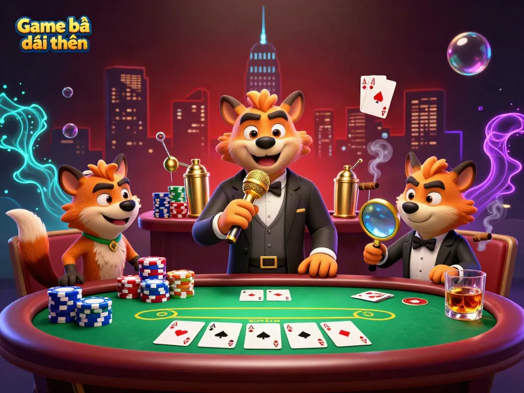 Enjoying the laughs at the Game bài đổi thưởng comedy casino with hyenas performing fun skits and poker.